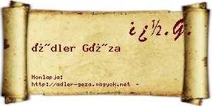 Ádler Géza névjegykártya