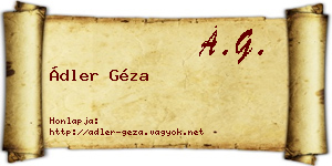 Ádler Géza névjegykártya